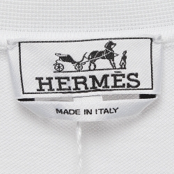 مملوكة مسبقًا Hermes White Cotton Pique Polo T-Shirt S