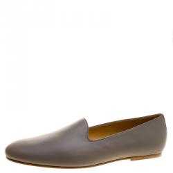 Hermes Grey Leather Gaspard Loafers Size 46