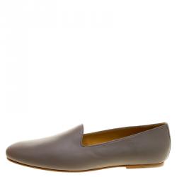 Hermes Grey Leather Gaspard Loafers Size 46