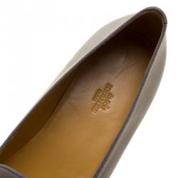 Hermes Grey Leather Gaspard Loafers Size 46
