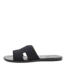 Hermes Black Leather Izmir Sandals Size 42.5