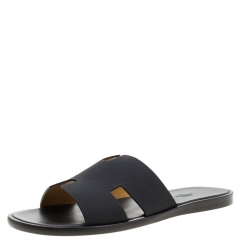 Hermes Black Leather Izmir Sandals Size 42.5