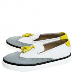 Hermes Two Tone Brogue Leather Must Tassel Loafers Size 39
