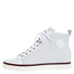 Hermes White Perforated Leather Jimmy High Top Sneakers Size 43