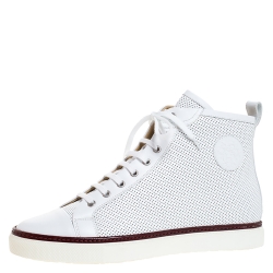 Hermes White Perforated Leather Jimmy High Top Sneakers Size 43