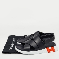 Hermes Black Leather Electric Sandals Size 43.5 