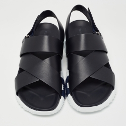 Hermes Black Leather Electric Sandals Size 43.5 