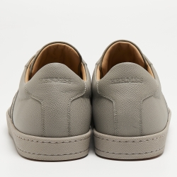 Hermes Grey Leather Quicker Sneakers Size 41.5