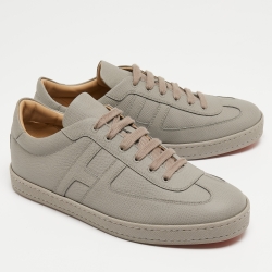 Hermes Grey Leather Quicker Sneakers Size 41.5
