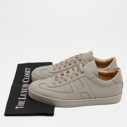 Hermes Grey Leather Quicker Sneakers Size 41.5