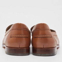 Hermès  Brown Leather Slip On Loafers Size 44