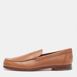 Hermès  Brown Leather Slip On Loafers Size 44