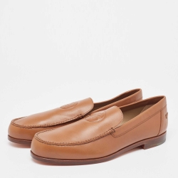 Hermès  Brown Leather Slip On Loafers Size 44