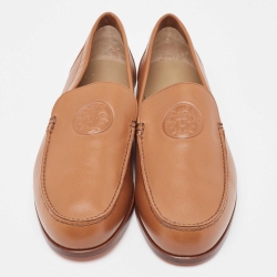 Hermès  Brown Leather Slip On Loafers Size 44