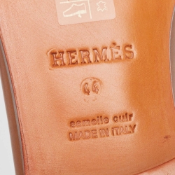 Hermès  Brown Leather Slip On Loafers Size 44