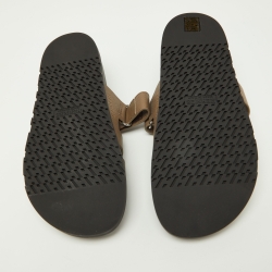 Pre Owned Hermes Brown Leather Chypre Velcro Strap Flat Sandals Size 41