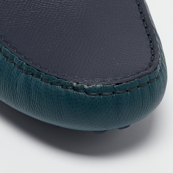 مملوكة مسبقًا Hermès Green/Navy Blue Leather Irving Loafers Size 43.5