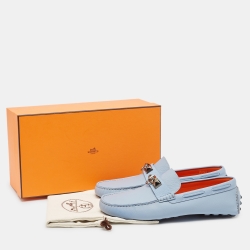 مملوكة مسبقًا Hermès Blue Leather Irving Loafers Size 43.5