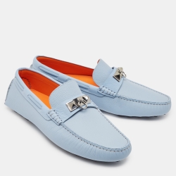 مملوكة مسبقًا Hermès Blue Leather Irving Loafers Size 43.5