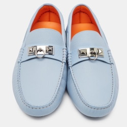 مملوكة مسبقًا Hermès Blue Leather Irving Loafers Size 43.5