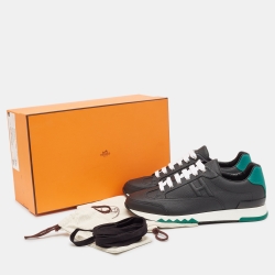 Pre Owned Hermès Black Leather Trail Sneakers Size 43