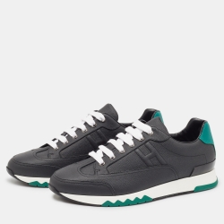 Pre Owned Hermès Black Leather Trail Sneakers Size 43