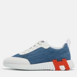 Hermès Blue/White Leather Bouncing Sneakers Size 39