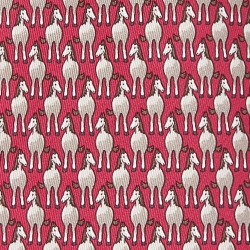 Pre Owned Hermes Pink Whimsical Horses Print Silk Classic Tie