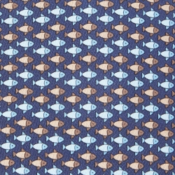 مملوكة مسبقًا Hermes Navy Blue Fish Print Silk Traditional Tie