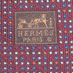 Hermes Burgundy Multicolor Dot Pattern Silk Tie