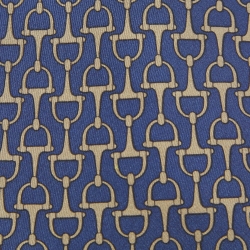Pre Owned Hermès Navy Blue Horse Bit Print Silk Classic Tie
