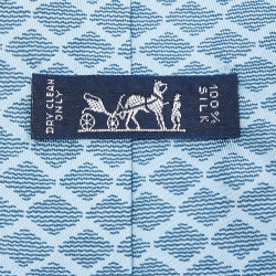 Pre Owned Hermès Blue Wave Print Silk Classic Tie
