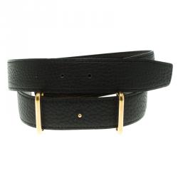 Pre Owned Hermes Black/Dark Brown Fjord Leather Idem Reversible Belt 80CM