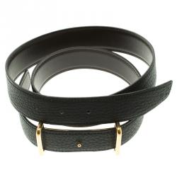 Pre Owned Hermes Black/Dark Brown Fjord Leather Idem Reversible Belt 80CM