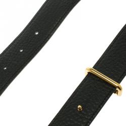 Pre Owned Hermes Black/Dark Brown Fjord Leather Idem Reversible Belt 80CM