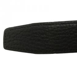 Pre Owned Hermes Black/Dark Brown Fjord Leather Idem Reversible Belt 80CM