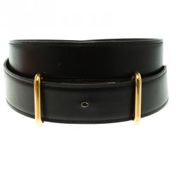 Pre Owned Hermes Black/Dark Brown Box Calf Leather Idem Reversible Belt 80CM