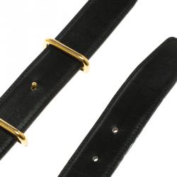 Pre Owned Hermes Black/Dark Brown Box Calf Leather Idem Reversible Belt 80CM