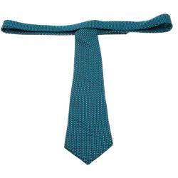 Pre Owned Hermes Blue Floral Printed Silk Tie