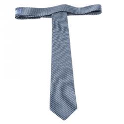 Pre Owned Hermes Navy Blue Umbrella Print Silk Tie