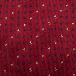 مملوكة مسبقًا Hermes Red Asymmetric H Pattern Silk Jacquard Tie