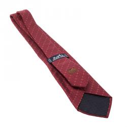 مملوكة مسبقًا Hermes Red Asymmetric H Pattern Silk Jacquard Tie