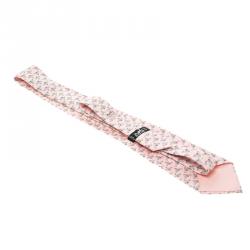 Pre Owned Hermes Pink Dolphin Print Silk Tie