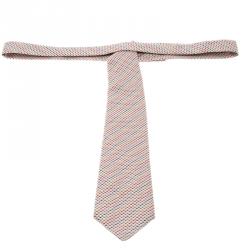 مملوكة مسبقًا Hermes Dull Pink Triangle Pattern Silk Jacquard Tie