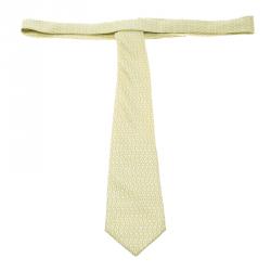 Pre Owned Hermes Lime Green Bear Print Silk Tie