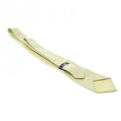 Pre Owned Hermes Lime Green Bear Print Silk Tie