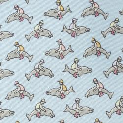 Pre Owned Hermes Blue Dolphin And Jockey Silk Faille Tie