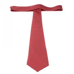 Pre Owned Hermes Red Zig Zag Pattern Silk Tie