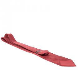 Pre Owned Hermes Red Zig Zag Pattern Silk Tie