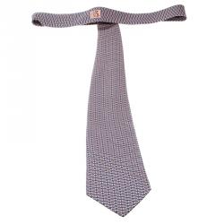 Pre Owned Hermes Blue and Pink Printed Silk Tie